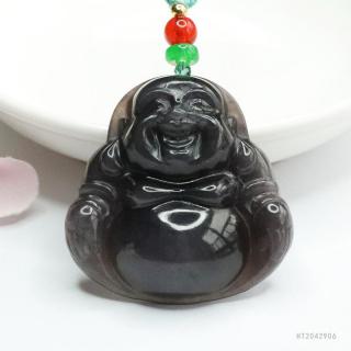 眷钰 天然和田玉烟紫佛公吊坠弥勒佛挂件珠宝直播代发s2042906