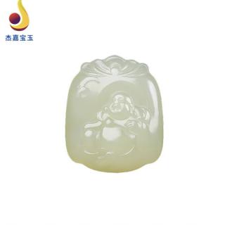 和田玉弥勒佛笑佛牌子吊坠挂件玉坠女友妈妈